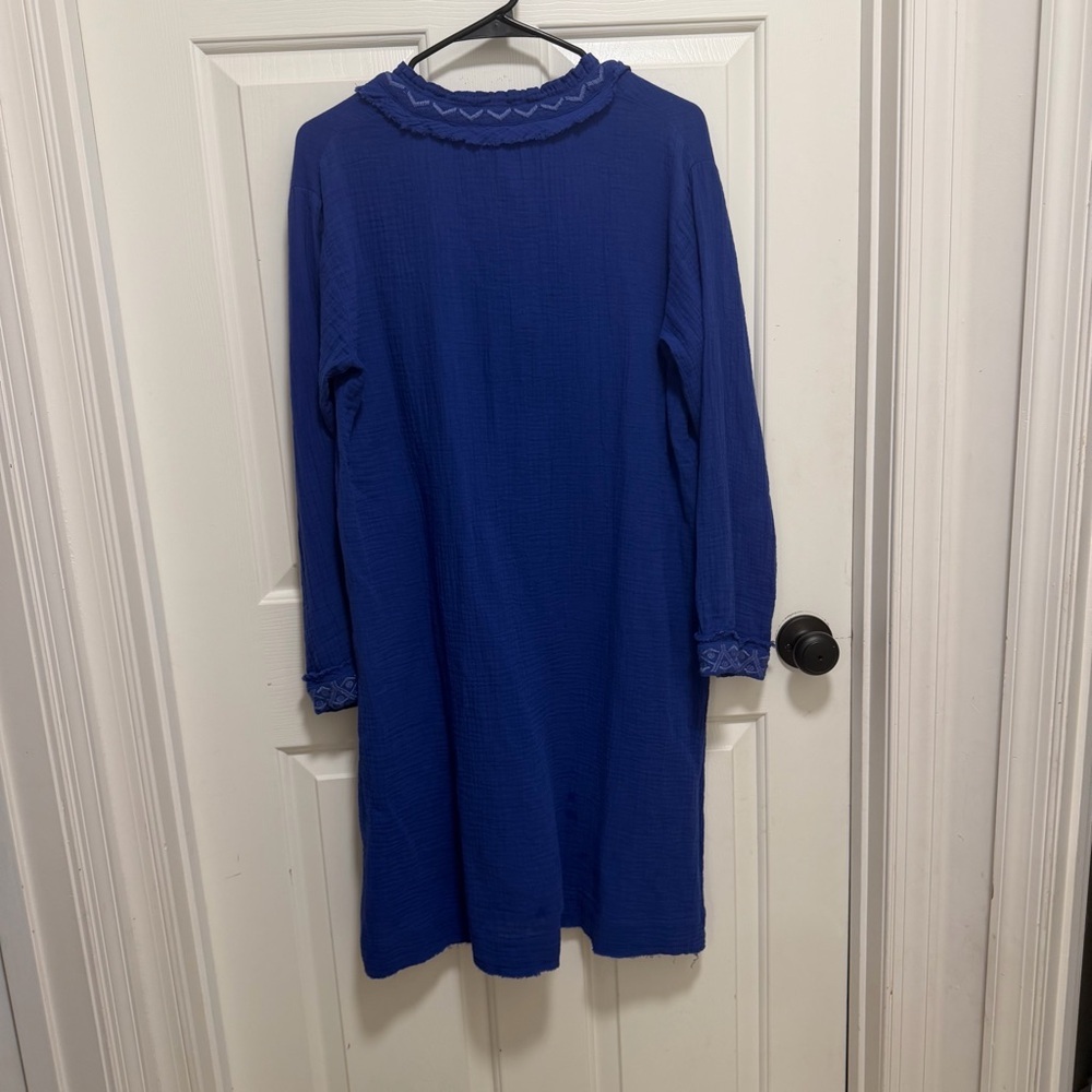 Johnny Was Calme GHENAR V-NECK DRESS Blue Size Small - Picture 2 of 7